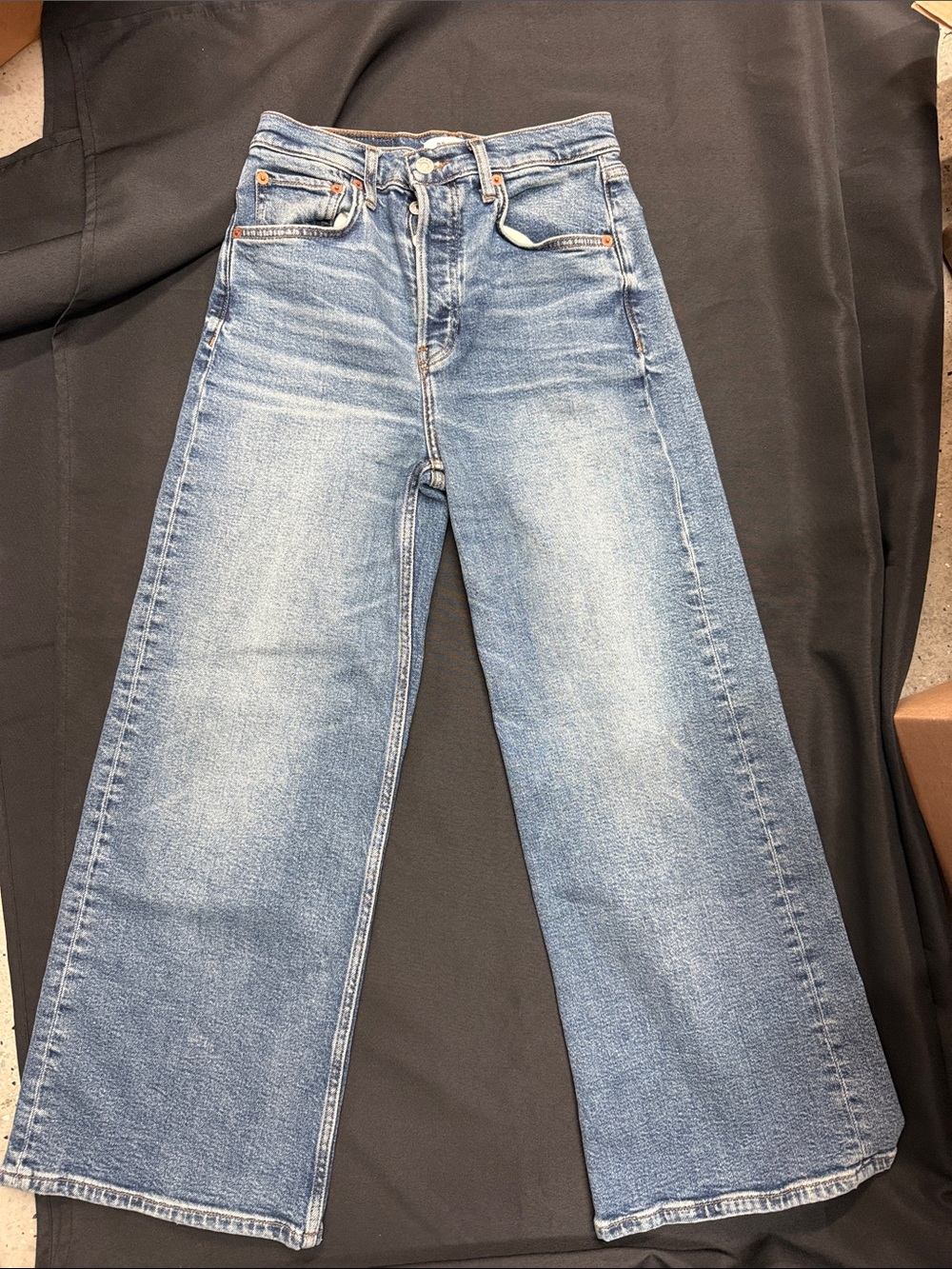 Re/Done High-Rise Wide-Leg Crop Jeans size 25 Crafted Indigo